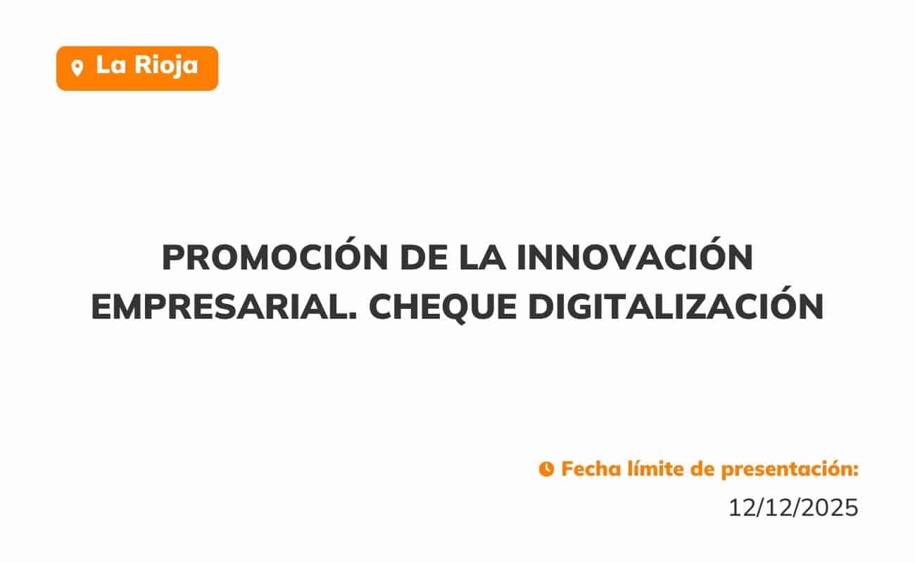 Promoción de la innovación empresarial. Cheque digitalización