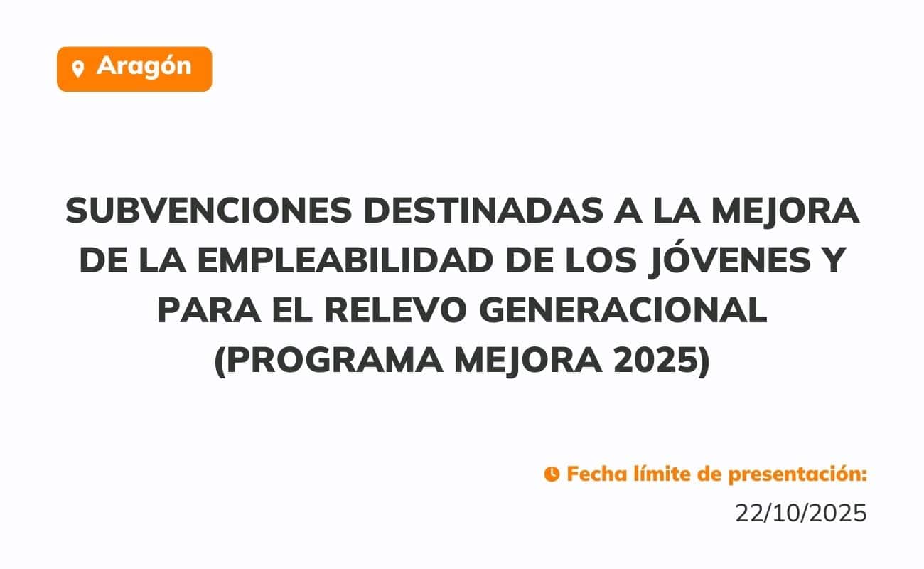 Subvenciones destinadas a la mejora de la empleabilidad de los jóvenes y para el relevo generacional (Programa MEJORA 2025)