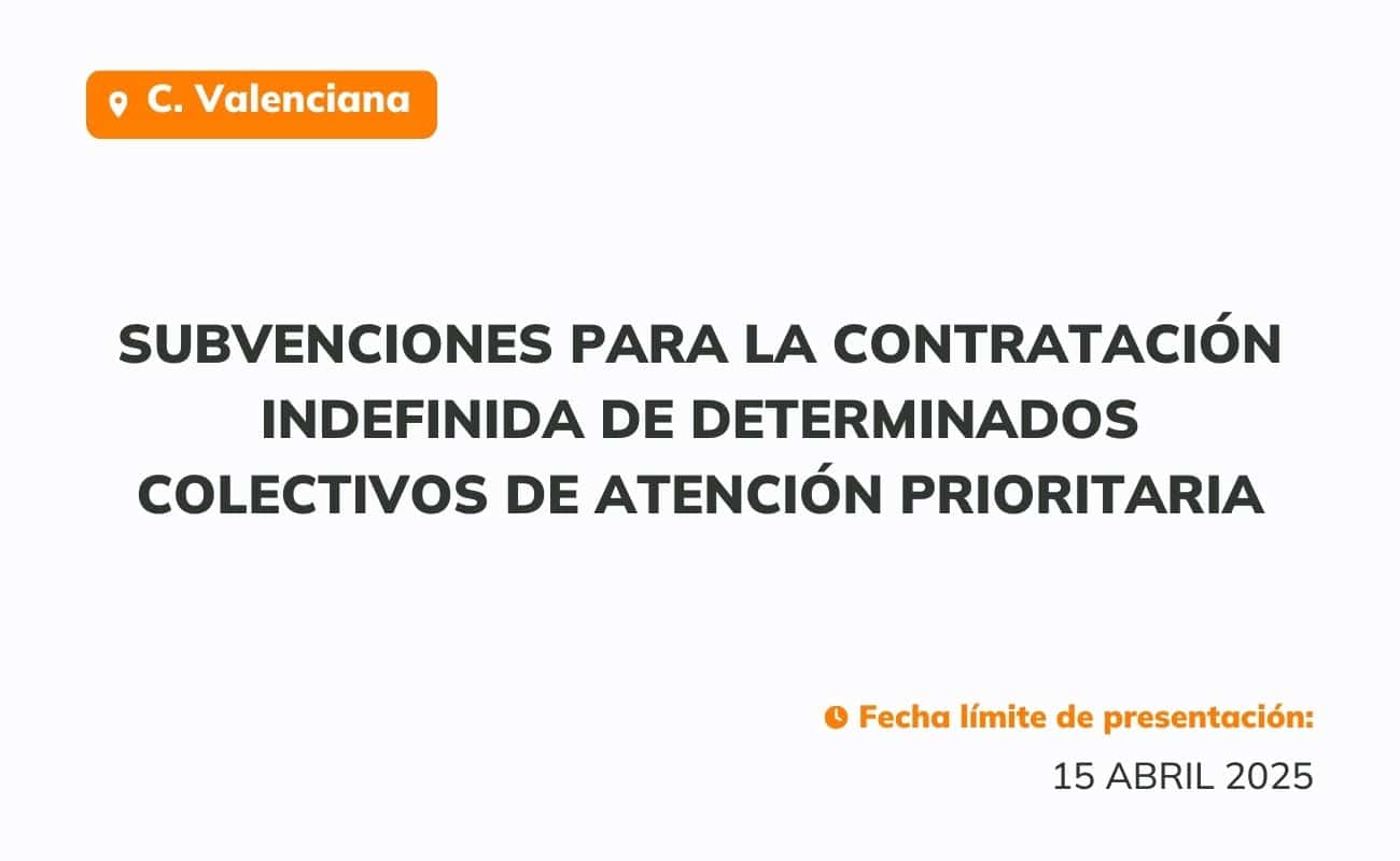Subvenciones para la contratación indefinida de determinados colectivos de atención prioritaria