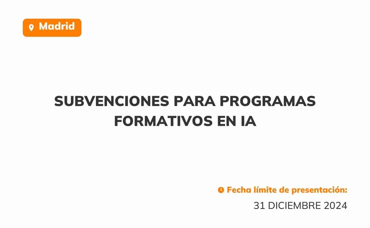 Subvenciones para programas formativos en IA