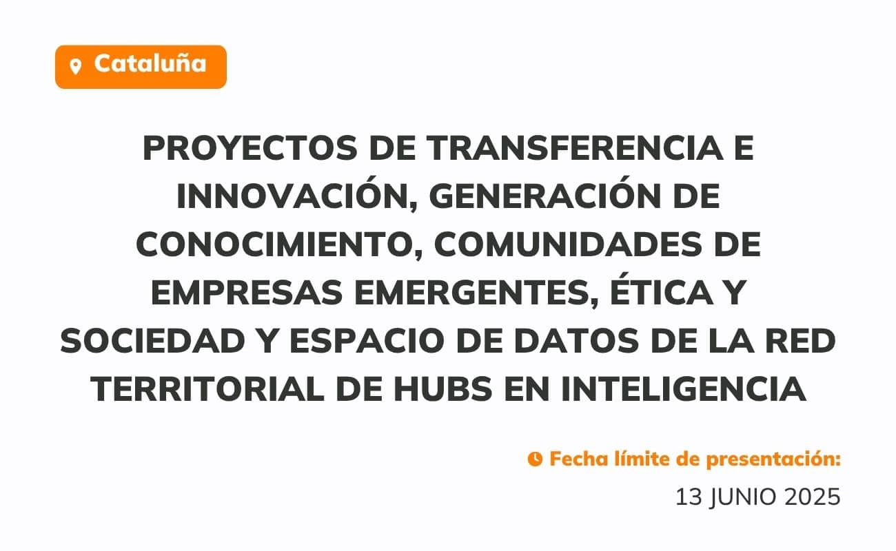 proyectos de transferencia e innovación, generación de conocimiento, comunidades de empresas emergentes, ética y sociedad y espacio de datos de la Red territorial de hubs en inteligencia